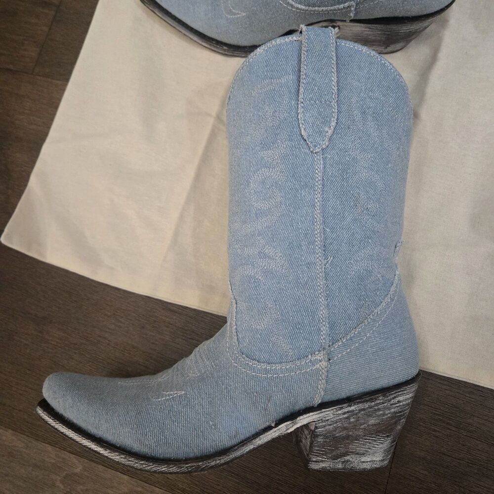Liberty Black Missouri Bone Leather / Blue Denim Boots - Womens Size 9.5 NEW